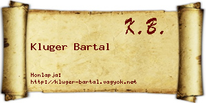 Kluger Bartal névjegykártya